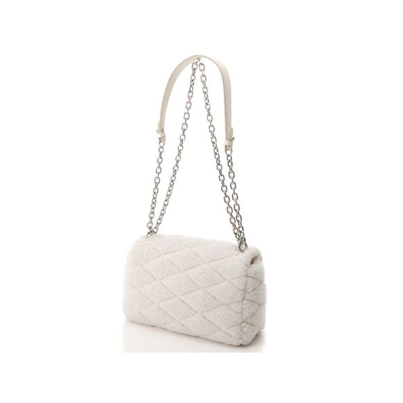 Louis Vuitton Twist Lock Fur Chain Shoulder Leather White Shoulder Bag - Picture 2 of 8